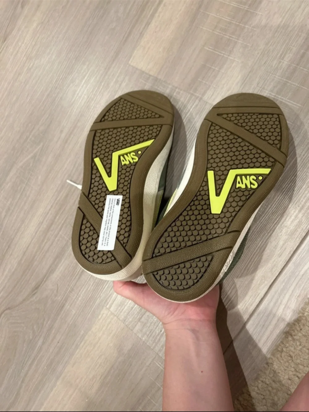 Vans Low-Top Sneakers in Green, Olive, Tan, and White